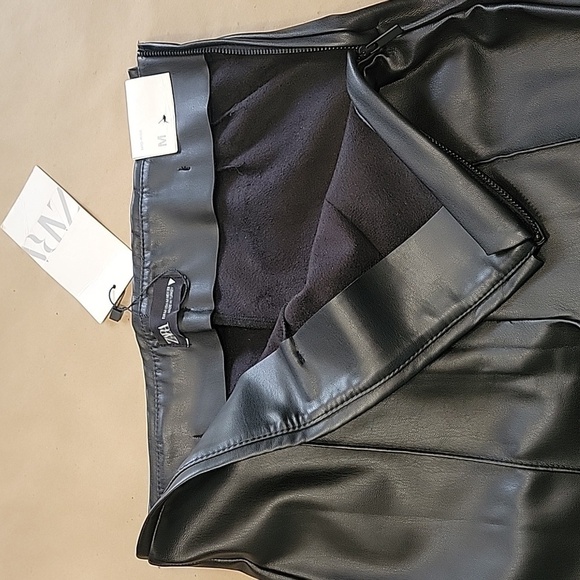 Zara Size M Black Faux Leather Leggings / Skinny Pants, NEW with Tag - Picture 9 of 15